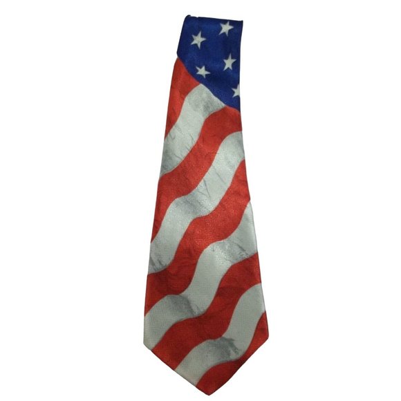 Design by A Rogers Other - Men's Novelty Tie Flag Patriotic Red White Blue Polyester 59" designs by A Roger